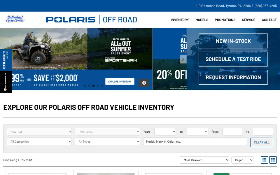 Unlimited Cycle Center website