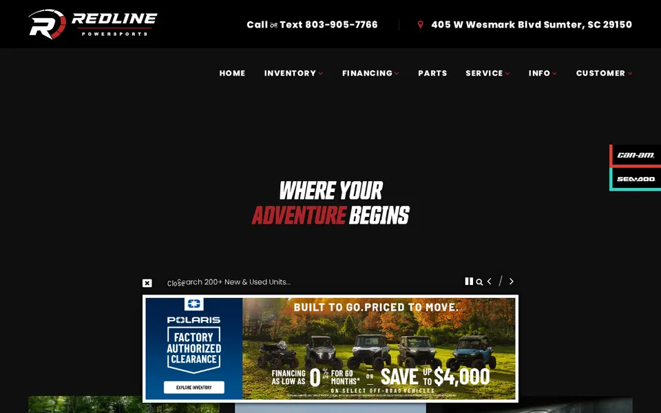 Redline Powersports Sumter website