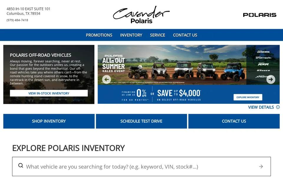 Cavender Polaris website