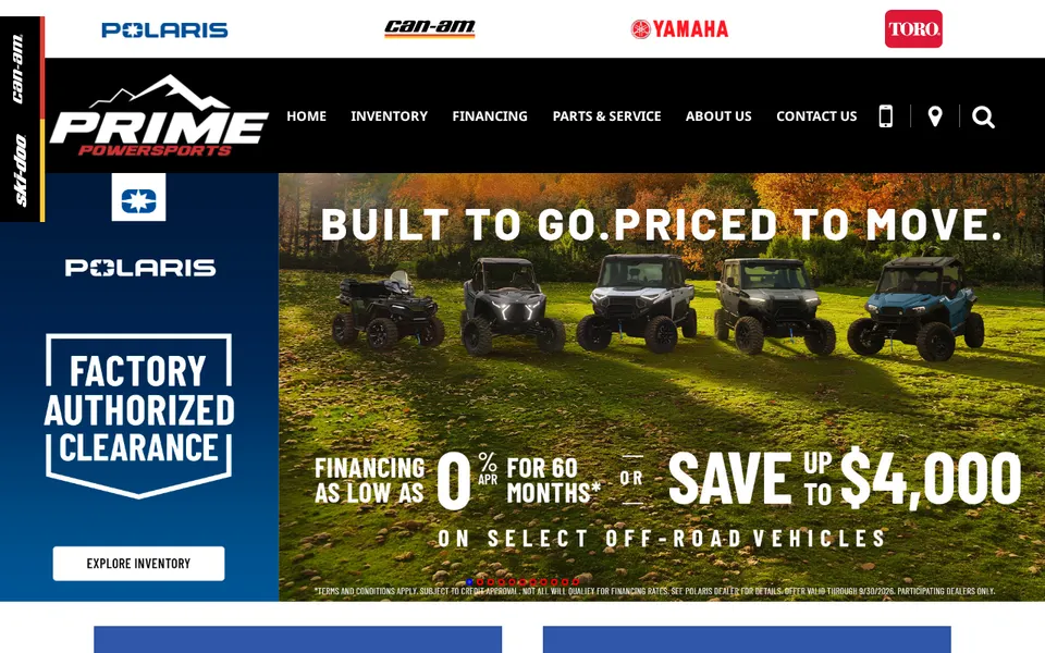 Prime Powersports website