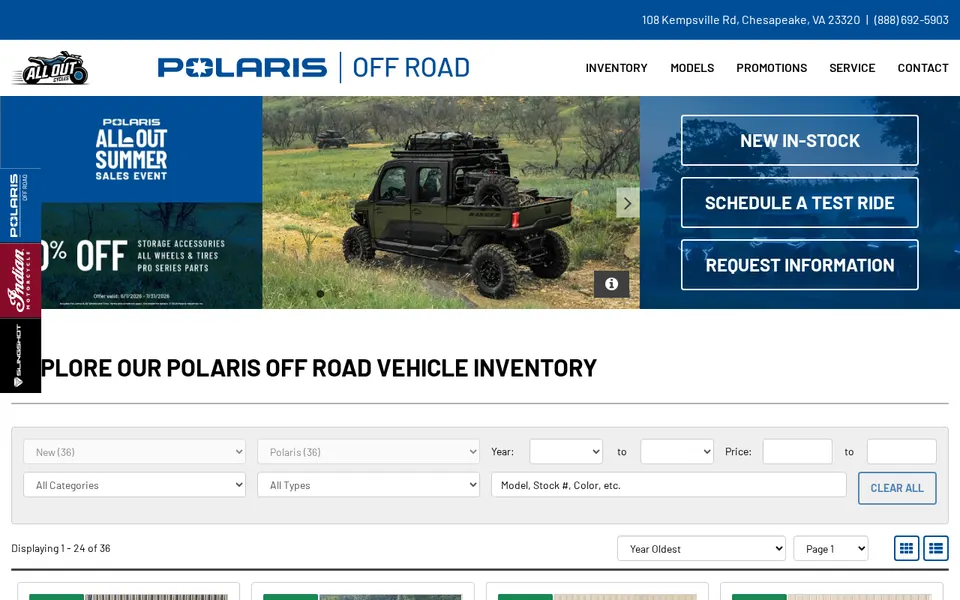 All Out Cycles website
