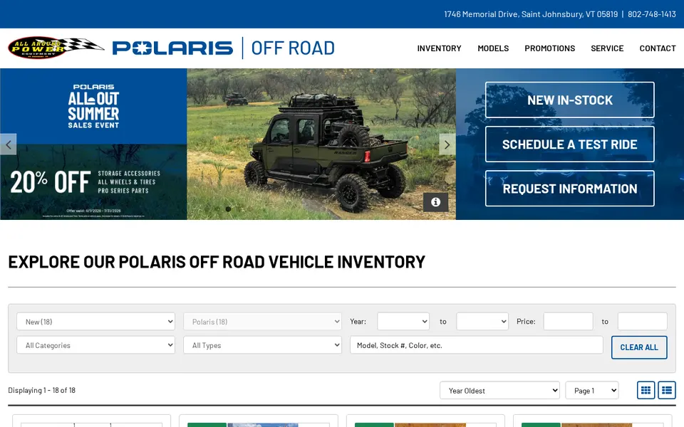 All Around Power Equipment website