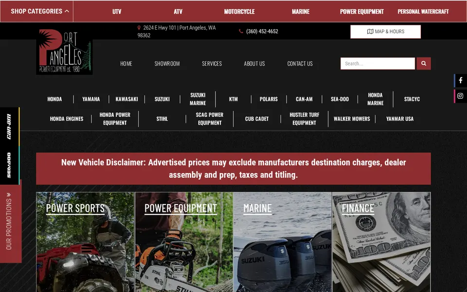 Port Angeles Power Equipment website