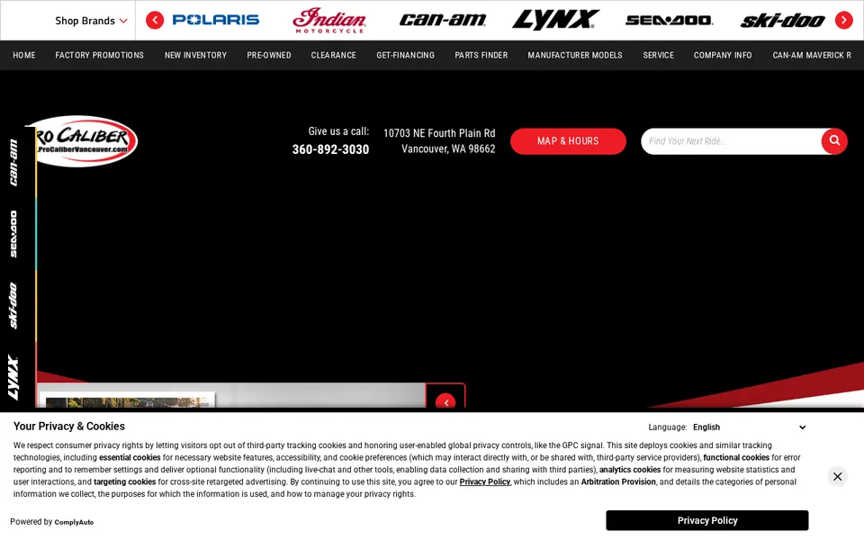 Pro Caliber Motor Sports, Inc website
