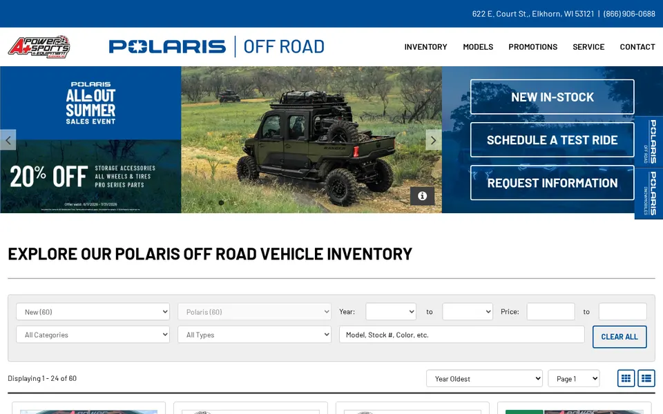 A+ Power Sports & Trailer Sales website