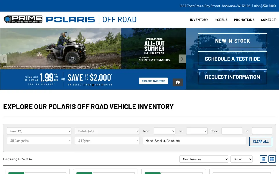 Prime Powersports, Inc. website