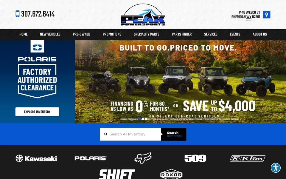 Peak Powersports website