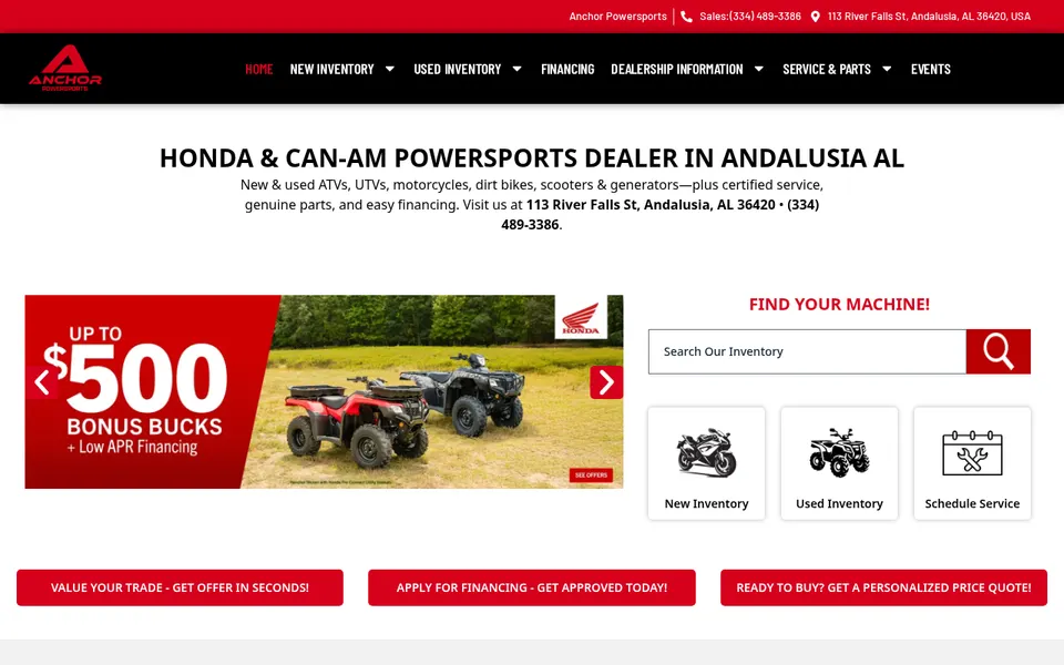 Anchor Powersports website