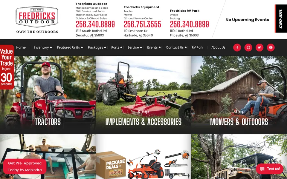 Fredricks Equipment website