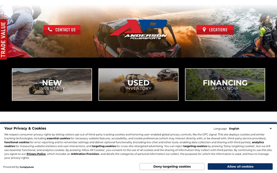 Anderson Powersports Lake Havasu Ci website