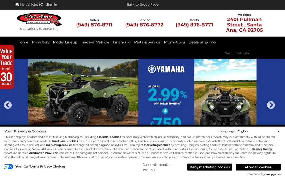 Del Amo Motorsports Of Orange Count website