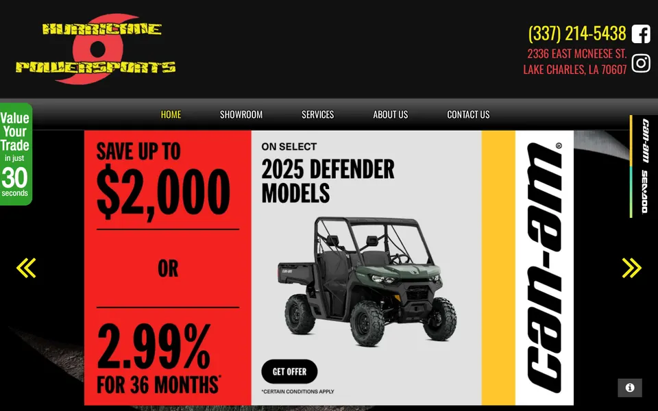 Hurricane Powersports website
