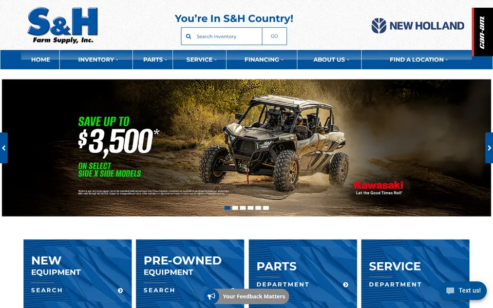 S  H Farm Supply website