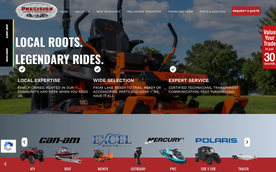 Precision Water  Power Sports website