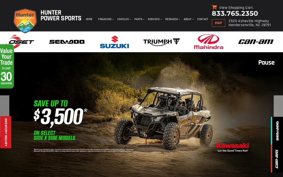 Hunter Power Sports website