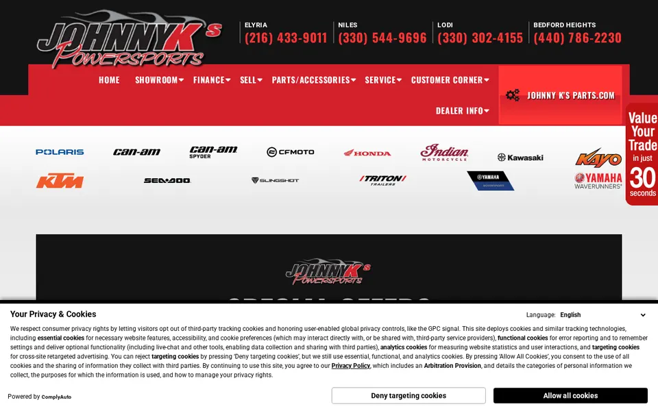 Johnny K'S Powersports website