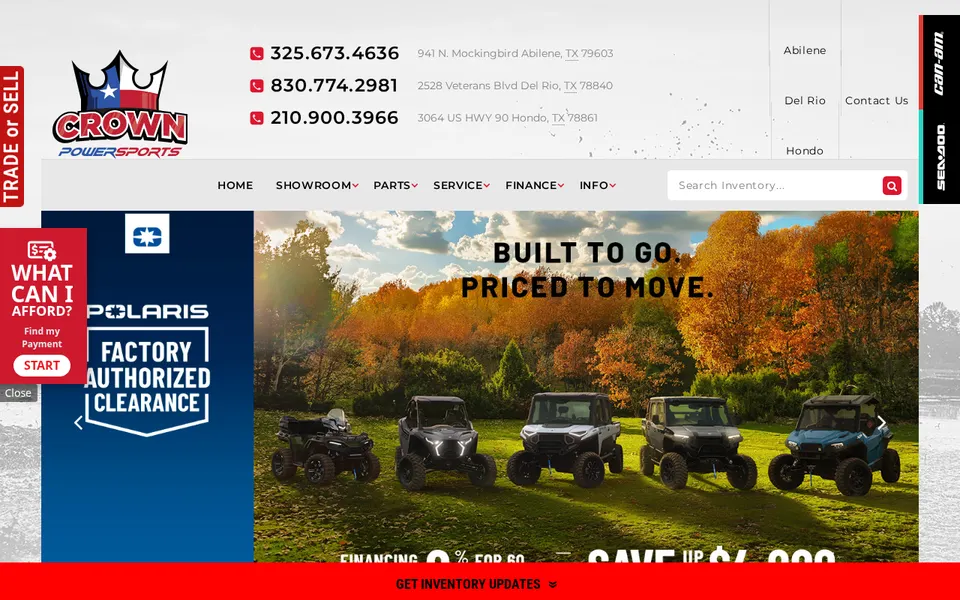 Crown Powersports Hondo website