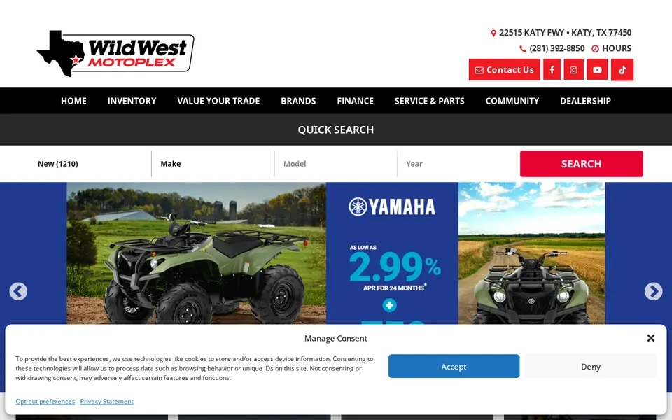 Wild West Motoplex website