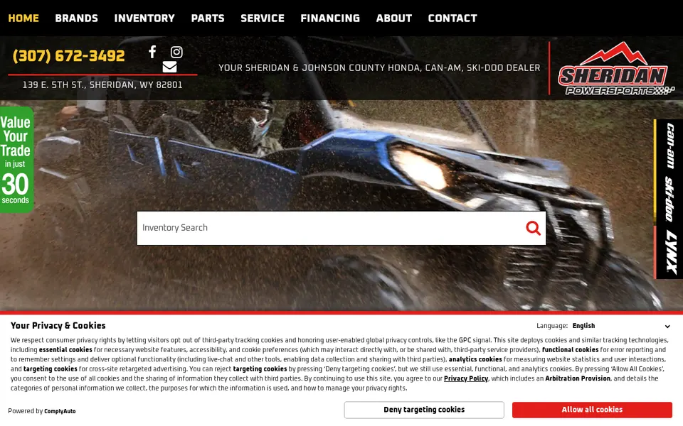 Sheridan Powersports website