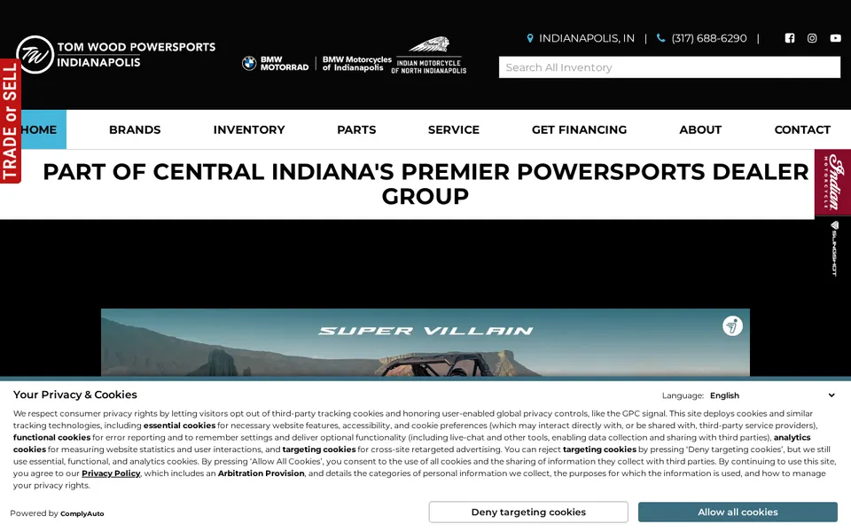 Tom Wood Powersports Indy website