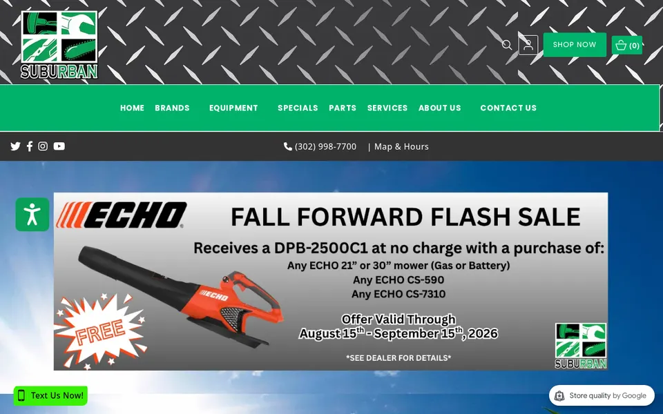 Suburban Lawn & Equipment, Inc. website