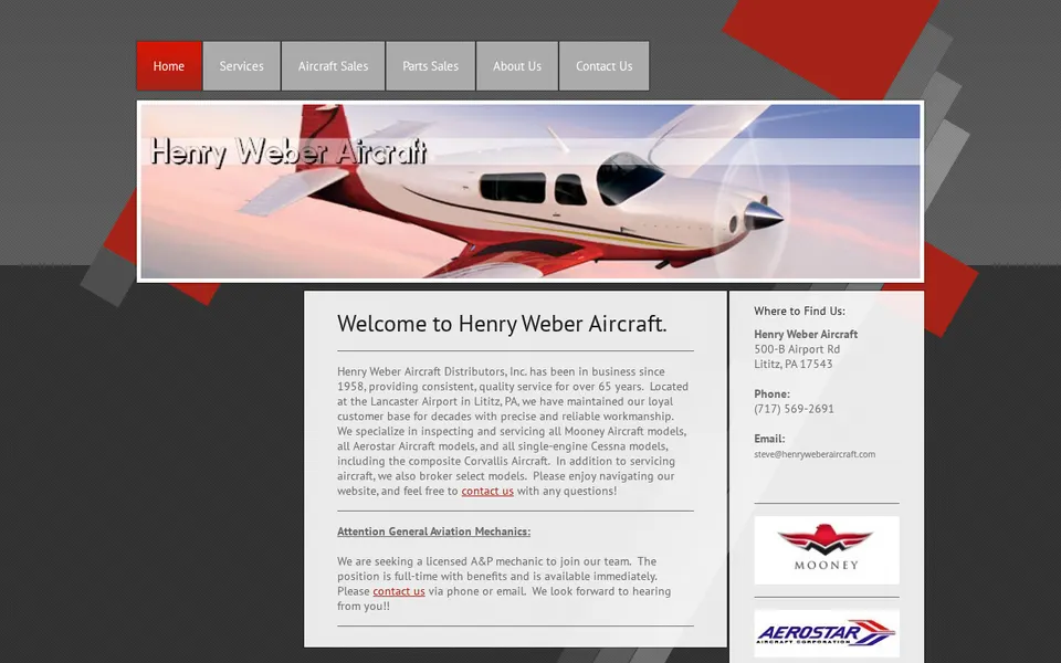 Henry Weber Aircraft Distributors, Inc. website