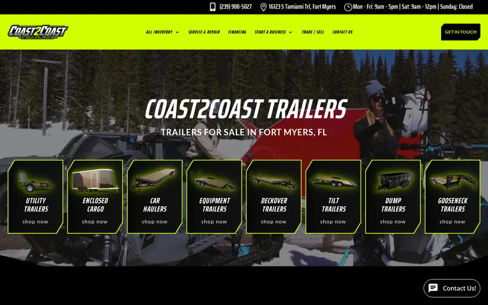 Coast2Coast Trailers website